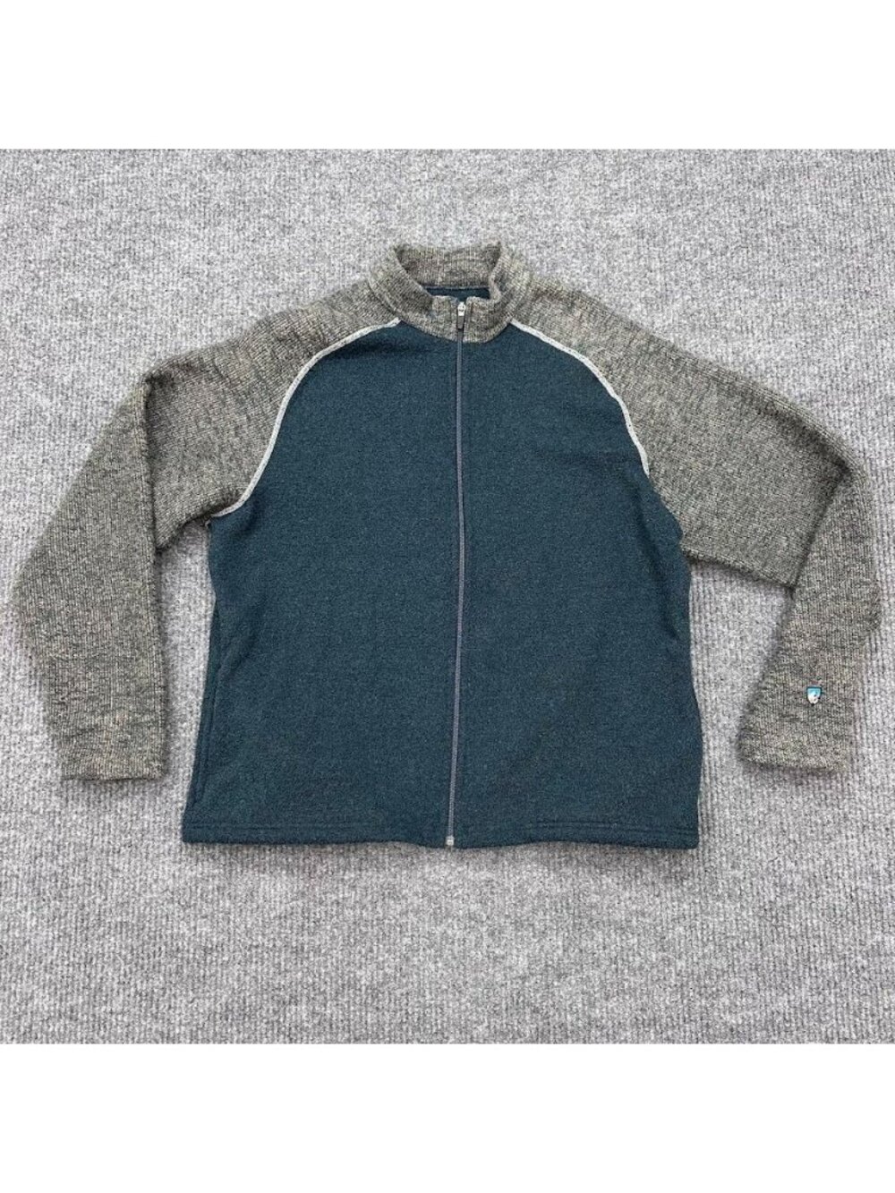Kuhl Alfpaca Full Zip Sweater Fleece Jacket Color Block Knit w Pockets Mens XL